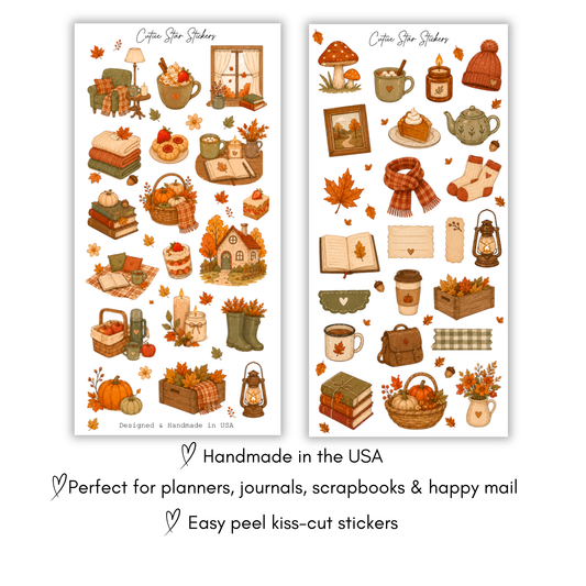 Cozy Autumn Sticker Sheet Warm Cozy Season