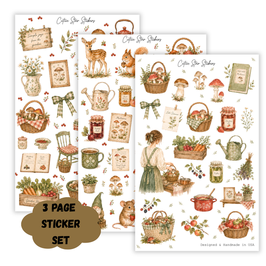 Mushroom Garden Watercolor Forest Stickers