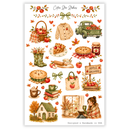 Cozy Autumn Sticker Sheet Apple Pie