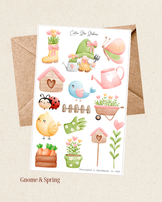 Gnome & Spring Sticker Sheet