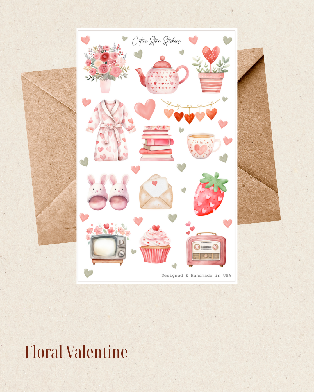 Floral Valentine Sticker Sheet