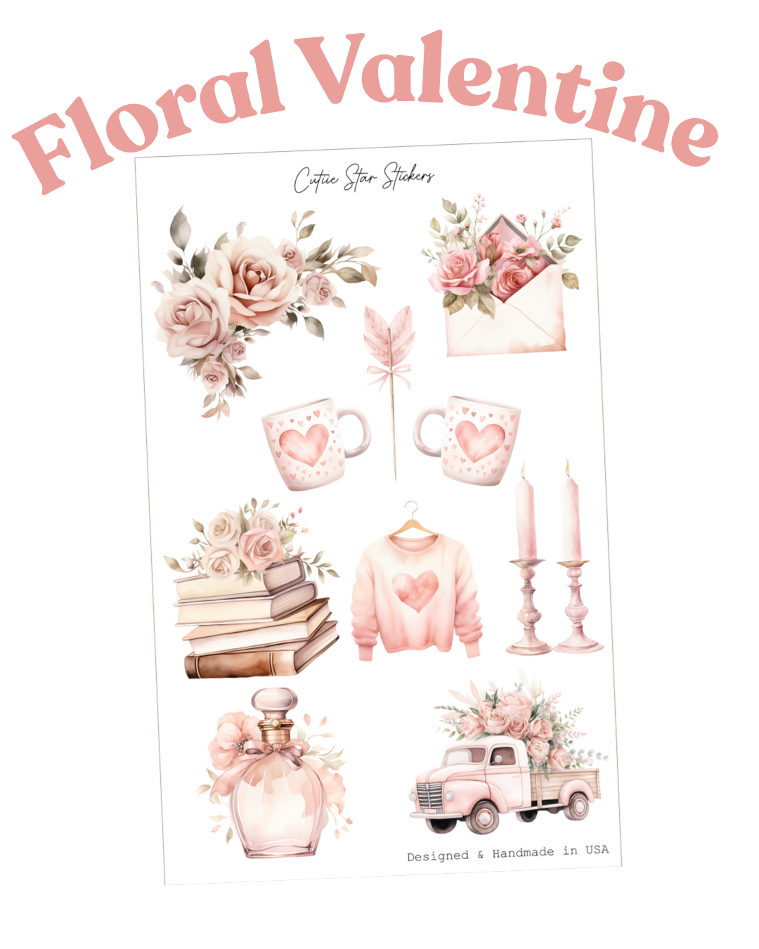 Floral Valentine Sticker Sheet
