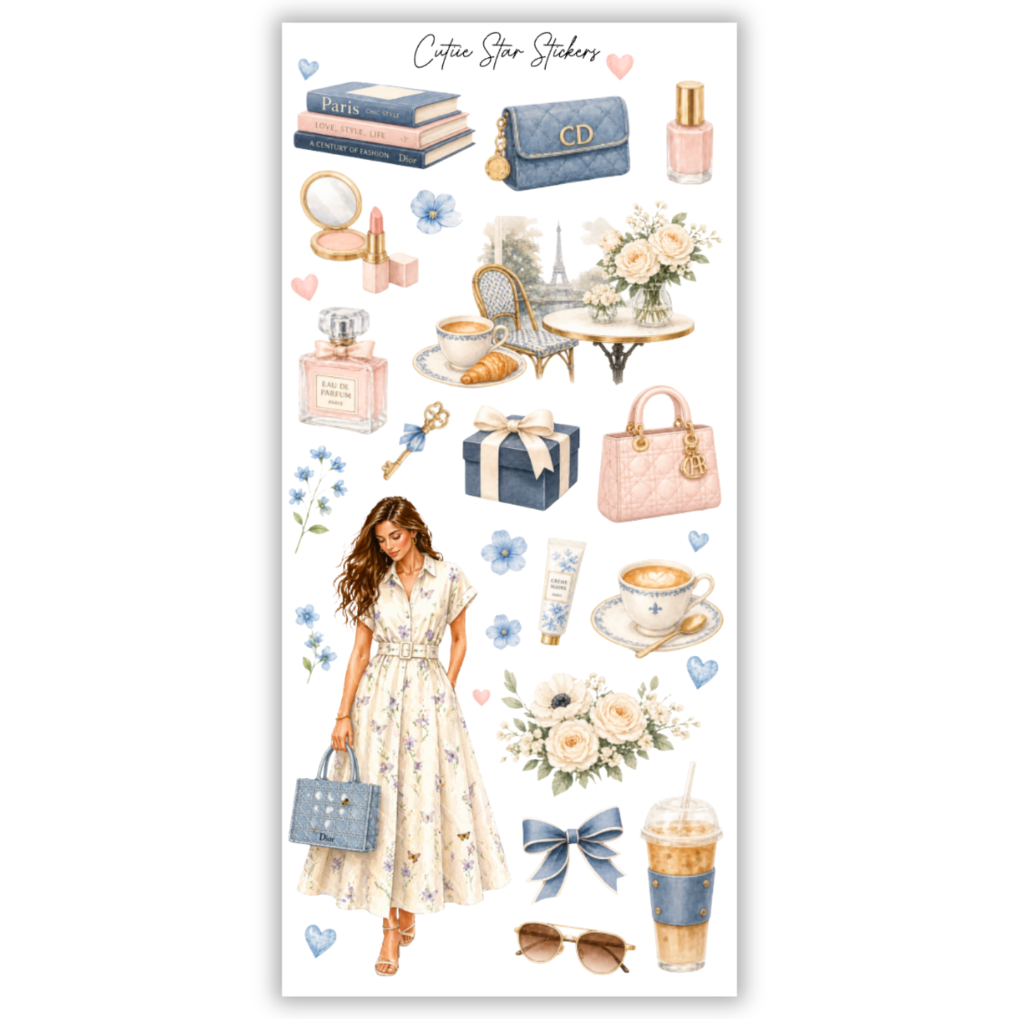 Amelie Parisian Coquette Fashion Stickers – Vintage Chic Planner, Journal & Feminine Aesthetic Sticker Collection