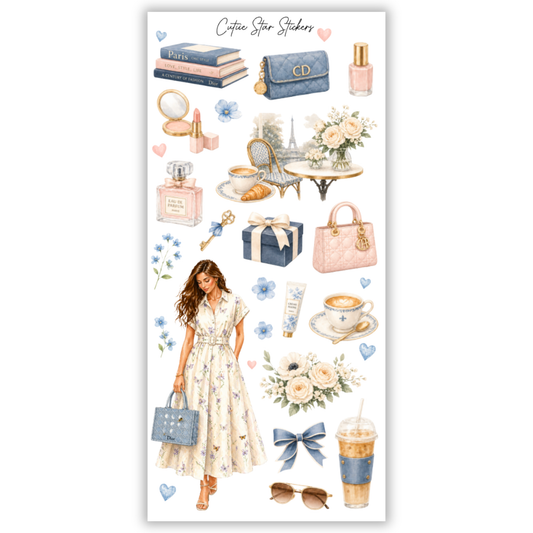 Amelie Parisian Coquette Fashion Stickers – Vintage Chic Planner, Journal & Feminine Aesthetic Sticker Collection