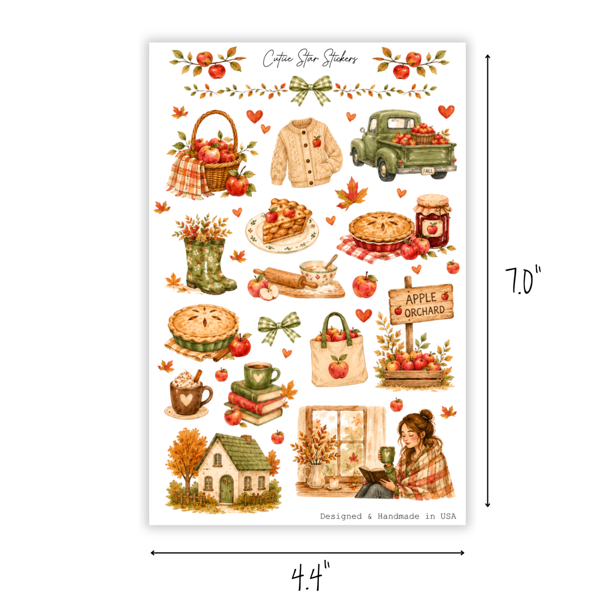 Cozy Autumn Sticker Sheet Apple Pie