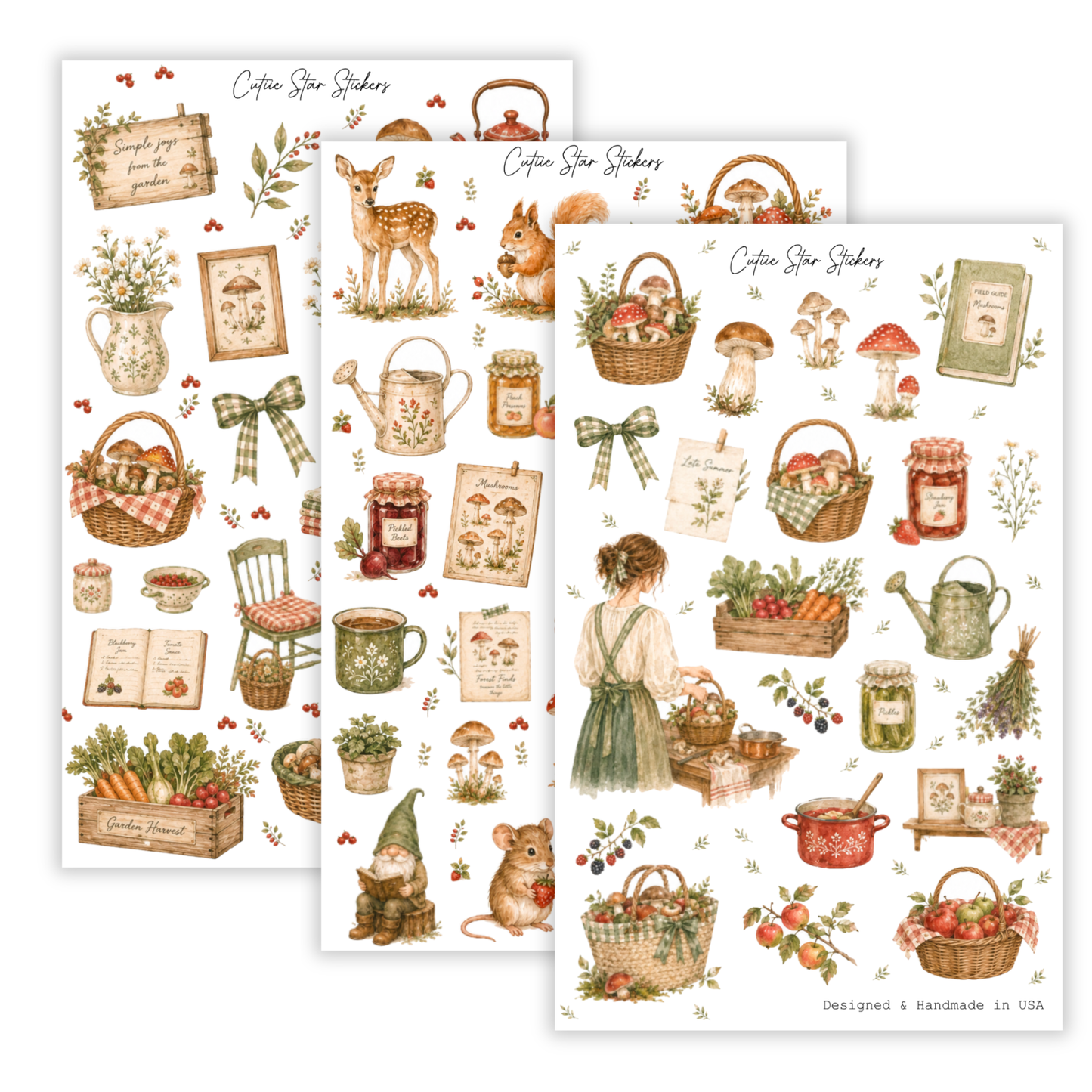 Mushroom Garden Watercolor Forest Stickers