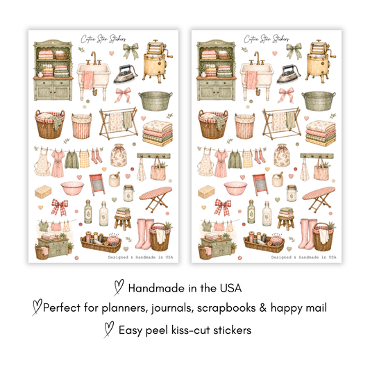Laundry Sticker Sheet | Vintage Laundry Stickers