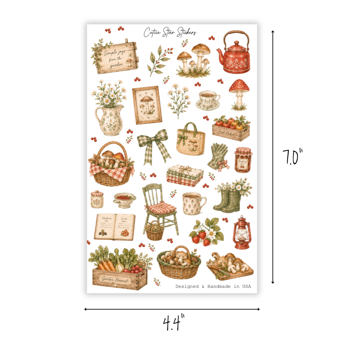 Mushroom Garden Watercolor Forest Stickers