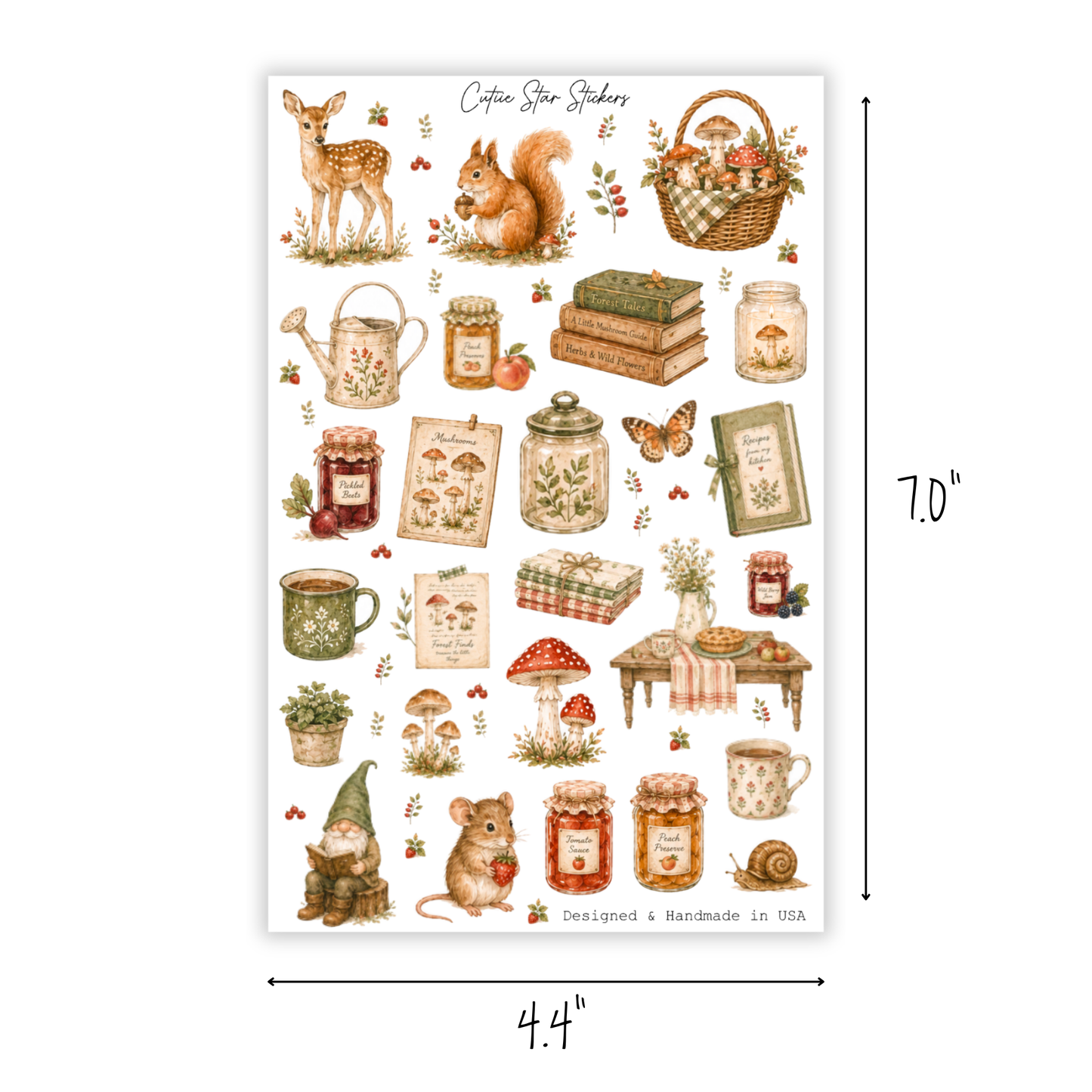 Mushroom Garden Watercolor Forest Stickers