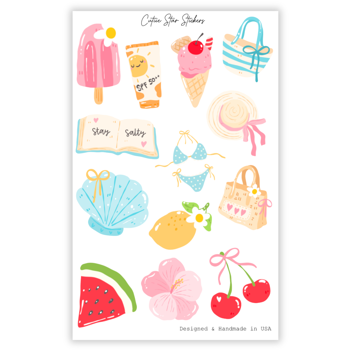 Summer Pastel Colors Stickers | Journaling & Planner Sticker Sheet