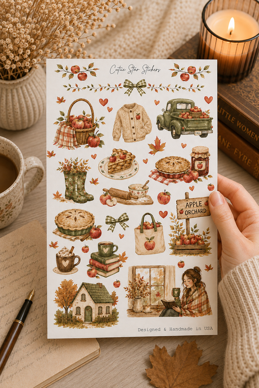 Cozy Autumn Sticker Sheet Apple Pie