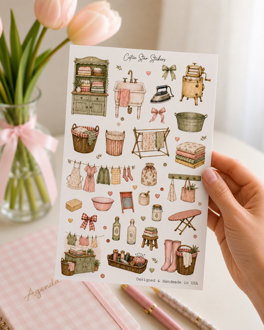Laundry Sticker Sheet | Vintage Laundry Stickers